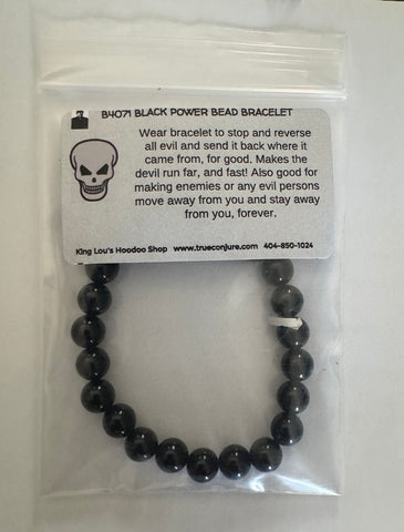 Black Bead Power Bracelet